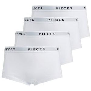 PIECES Pclogo Lady 4 Pack Solid Noos Bc dames Boxershorts, wit (bright white), S