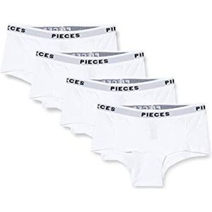 PIECES Set van 4 boxershorts voor dames, Helder wit.