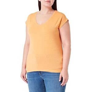 Pieces Pcbillo Tee_Lurex Stripes T-shirt voor dames, Oranje Mock / Detail: Gouden Lurex