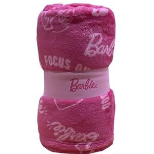 hermet Barbie geruite deken voor bank, bed, zacht, zacht, 130 x 160 cm, roze, officieel product, meisjeskamer