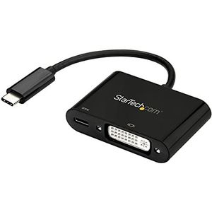 StarTech.com USB-C naar DVI adapter – converter video 1080p USB type C naar DVI-D Single Link met opladen – 60 W PD Pass-Thunderbolt 3 compatibel – zwart (CDP2DVIUCP)