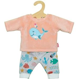 Heless 2285 2-delige pyjama met T-shirt en stoffen broek voor poppen en knuffels van 35 tot 45 cm