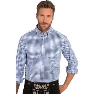 JP 1880 Menswear Herenhemd, L-8XL, 748509, geruit, lange mouwen, button-down-kraag, moderne pasvorm, tot 8XL, kobalt licht