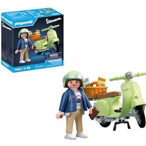 PLAYMOBIL Cars 71621 1969 Vespa 150 Sprint snel, lichtgroen, trouw model voor verzamelaars en liefhebbers, bevat veel accessoires en verschillende opties voor het zadel