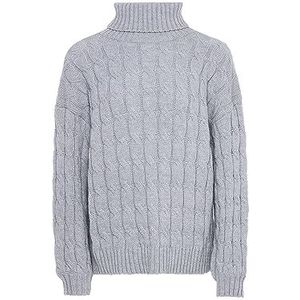 Blonda Women's Femme Élégant Pull à Col Roulé en Tricot Twist Acrylique Gris Clair Mélange Taille M/L Pull Sweater, M, Gris clair mélangé., M