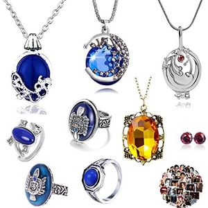 YouU The Vampire Diaries 29 stuks Elena Gilbert zelfklevende medaillons met medaillon opening verbena ketting dagwandeling katherine kristal saffier ringen diamant rood oorbellen zink diamant diamant