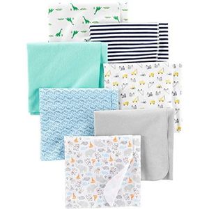 Simple Joys by Carter's Flanellen lankets voor baby's, uniseks, mintgroen/blauw/wit, eenheidsmaat