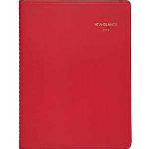 AT-A-GLANCE Weekplanner 2023, driemaandelijks afsprakenboek, 21,6 x 27,9 cm, groot, trendy kleur, rood (7094013)