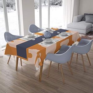 Bonamaison, Anti-schimmel, sneldrogend, vuilafstotend, machinewasbaar, 100% polyester, tafelkleed, oranje, wit, 140 x 200 cm, ontworpen en geproduceerd in Turkije