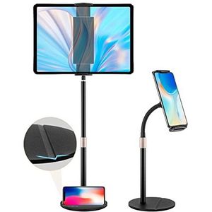 iFongsh Tabletstandaard, 360 graden draaibaar, verstelbare iPad-standaard, 2-in-1 standaard, compatibel met iPhone (4,7-13 inch) iPhone, iPad Pro 12,9, 10,9, 10,2, Air Mini 4 3 2