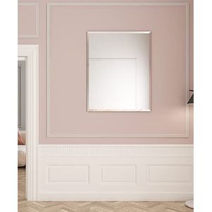 Zalena Gefacetteerde wandspiegel zonder frame, facetgeslepen, met bevestiging, tijdloze standaard spiegel voor woonkamer en slaapkamer, 50 x 70 cm