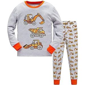 EULLA Pyjama-sets voor jongens, pyjamasets voor kinderen, bedrukt, graafmachine, leeftijd 6-7 jaar, graafmachine 1, 6-7 jaar, Graafmachine 1