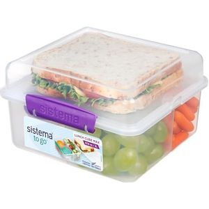Sistema Lunchbox Cube Max (2l) met yoghurtpotje - Transparant Groen