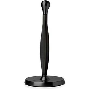 Umbra Tug Modern Stand Up Holder - Easy One-Handed Tear Kitchen dispenser met weegbasis voor standaard papierrollen, zwart, metallic, hoogte 7 inch