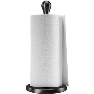 Umbra Tug Modern Stand Up Holder - Easy One-Handed Tear Kitchen dispenser met weegbasis voor standaard papierrollen, zwart, metallic, hoogte 7 inch