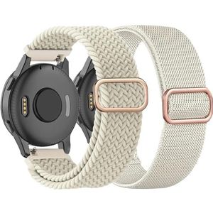 TUCOMO Set van 2 rekbare gevlochten nylon horlogebandjes met 20 mm gesp, compatibel met Garmin Venu Sq/Venu Sq 2/Venu 2 Plus, Garmin Vivoactive 5/Vivoactive 3 voor dames en heren, Nylon, Geen