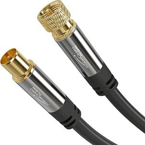 KabelDirekt - 1m HDTV SAT/TV kabel (75 ohm, F-connector > coaxkabel, tv, HDTV, radio, DVB-T2, DVB-C, DVB-S) PRO Series