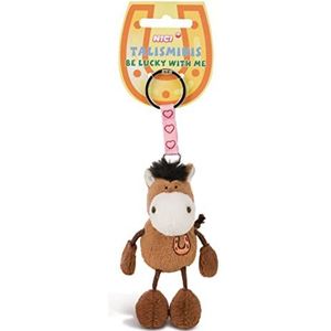 Sleutelhanger paard 7cm bruin - Hanger knuffeldier met sleutelhanger voor sleutelhanger, sleutelhanger en sleutelhanger geluksbrenger tas met boodschap