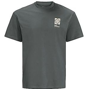 Jack Wolfskin Eschenheimer Uniseks T-shirt, Leigrijs Groen