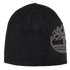 Timberland Omkeerbare muts met jacquard-logo, hoed voor koud weer, heren, Zwart/Grijs