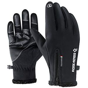 Jeniulet Winterhandschoenen voor heren, 34,4 graden, 100% waterdicht, dikke fleece, touchscreen-handschoenen, skihandschoenen, outdoor, werk