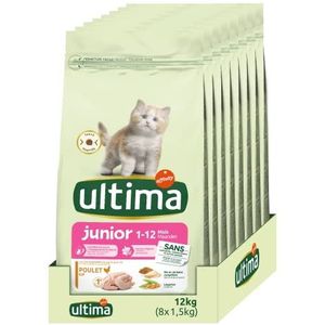 Ultima Droogvoer voor katten, junior, met kip, 8 x 1,5 kg