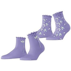 ESPRIT Blossom W Sso 2 paar korte sokken van viscose met patroon, korte damessokken (2 stuks), Thimble Paars 6996