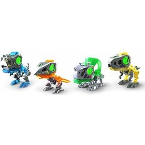 SilverLit Biopod Dino set van 4 - Bouw Je Eigen Dino - Oplichtende Ogen - Met Geluid