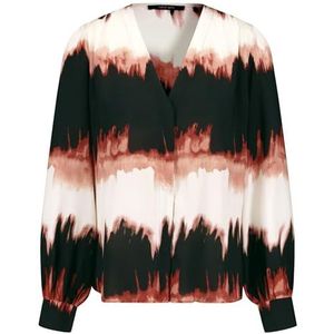 Taifun Vloeiende damesblouse met print met lange mouwen, volumineuze mouwen, manchetten met patroon, Zwart ontwerp, 40