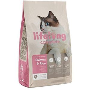 Amazon-merk: Lifelong Complete droogvoer voor volwassen katten, zalm en rijst, 1 x 10 kg