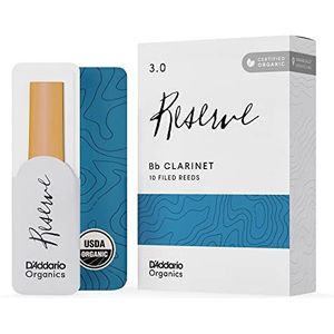 D'Addario Organic Reserve Bb klarinettenbladeren – bladeren voor klarinet – het eerste en enige biologische riet – 3.0 dikte, 10 stuks