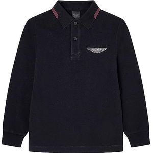 Hackett London Am Tipped Ls poloshirt voor jongens, Zwart