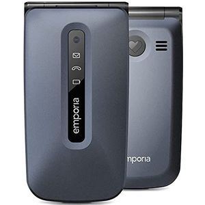 Emporia ACTIVEGlam 4G mobiele telefoon voor senioren, hoog volume, 2,2 inch kleurendisplay, grote knoppen, SOS-knop, oplaadhouder, camera, Blueberry (Italië)