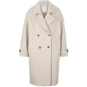 TOM TAILOR Oversized wollen jas voor dames, 27581 - beige gestructureerd visgraatpatroon