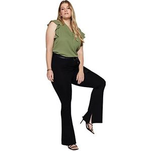 Trendyol Trendyol Vrouwen Plus Size Normale Maat Flare Benen Flare Plus Size Damesbroek (1 stuk), zwart.