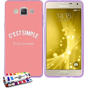 Muzzano Le Glossy beschermhoes voor Samsung Galaxy A5, met stylus en reinigingsdoek, violet