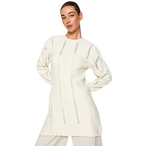 Trendyol Hijab trui met lange mouwen voor dames, ecru, XL, ECRU