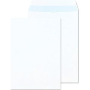 RAYLU PAPER - Lot de 500 grandes enveloppes blanches en papier avec fermeture auto-adhésive pour envoi de documents, scellé facile et rapide, 100 g/m² d'épaisseur (4e long)