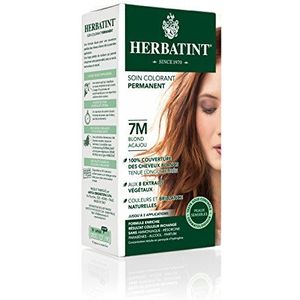 Herbatint Permanente haarkleuring, 7 m, mahonie blond, 150 ml, zonder ammoniak, 100% dekking van grijs haar, dermatologisch getest voor de gevoelige huid, met 8 biologische plantenextracten