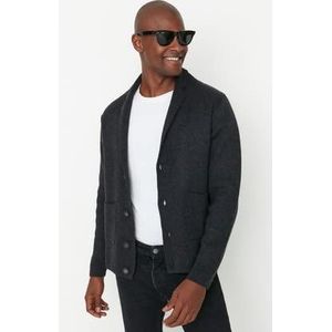 Trendyol Regular Fit Basic Crew Neck Knitwear Cardigan Herenhemd (1 stuk), grijs.