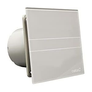 E-100 GS - Bathroom Extractor Fan - E Glass Standard Series - Silver Glass Front - Energy Class B - Quiet and Efficient Bathroom Extractor Fan - 15 cm Wide - Cata
