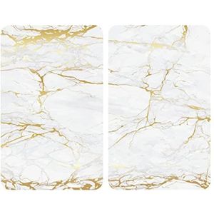 Wenko Afdekplaat Marmer Goud 30 X 52 Cm Wit/goud 2 Stuks