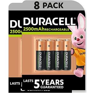 Duracell AA-batterijen, oplaadbaar, 2500 mAh, ideaal voor Xbox Controller, 8 stuks