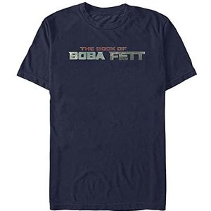 Star Wars Boba-T-shirt met korte mouwen, Fett Text Logo Organic T-shirt, uniseks, volwassenen, marineblauw, S, Navy Blauw