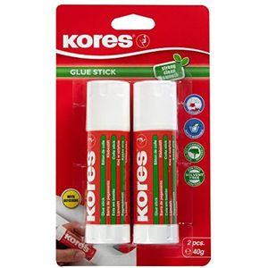 Kores - Lijmstift, sterke hechting, veilige en niet-giftige knutsellijm voor handwerk, school- en kantoorbenodigdheden, verpakking van 2 x 40 g