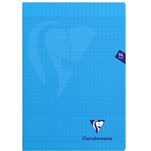Clairefontaine 323161C Notitieboek Mimesys blauw, A4, 21 x 29,7 cm, 96 pagina's, grote ruiten, Clairefontaine papier, wit, 90 g, omslag van polypropyleen