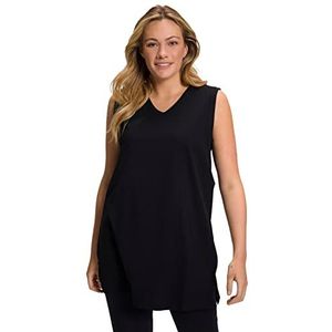 Ulla Popken Basic v-top T-shirts voor dames (1 stuk), zwart.