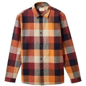 TOM TAILOR 1037448 Herenhemd, 32310 – Orange Colorful Block Check