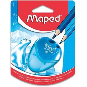 Maped - Schoolmateriaal - Puntenslijper I Gloo - Puntenslijper met reservoir - 2 slijpgaten - Compact formaat - 3 verschillende designs