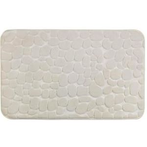 Badmat, antislip, comfortabel en veilig, vulling van traagschuim, grindpatroon, polyester, beige, 50 x 80 cm